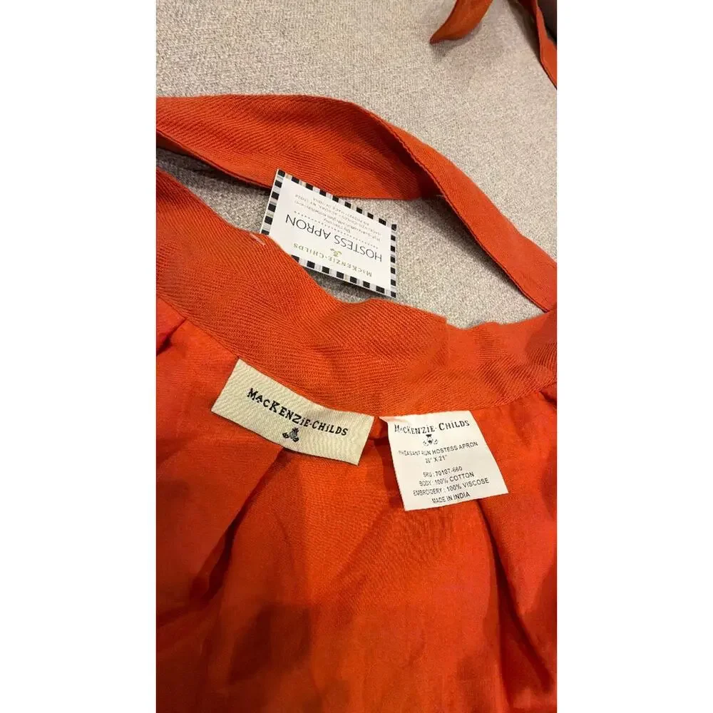 Mackenzie-Childs Hostess Apron - Checkered Orange and Yellow